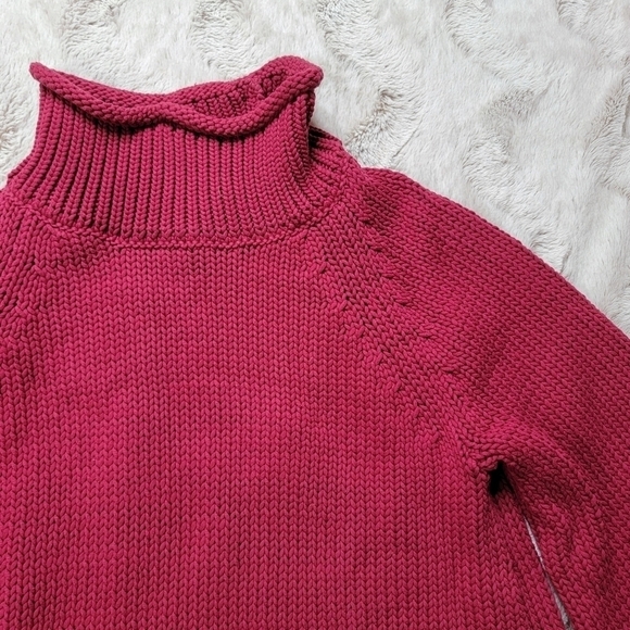 Ann Taylor Loft Fuchsia Pink Half Sleeve Chunky Knit Mock Neck Sweater Sz XS - Picture 6 of 13